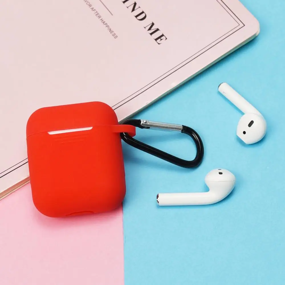 Полный защитный чехол для Apple Airpods Air pods, портативный силиконовый чехол с брелоком для наушников, чехол для зарядки - Цвет: Черный