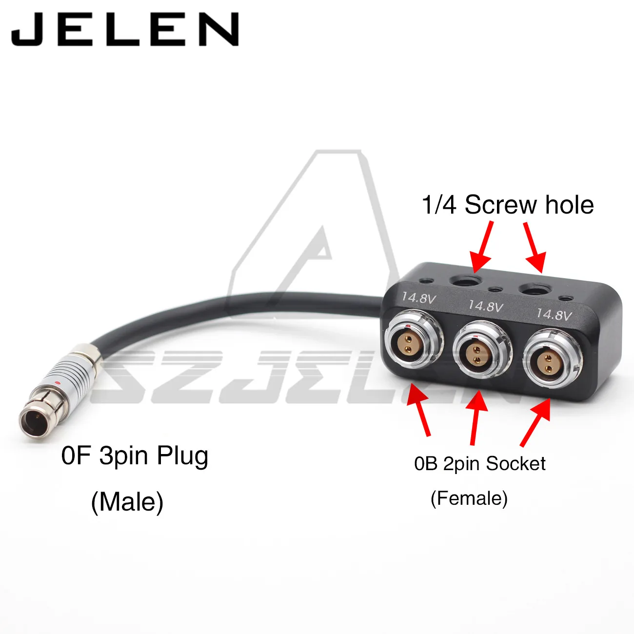 ARRI RS 3pin Male to 0B 2 pin Female концентратор переходник разветвитель для камеры распределитель питания, трехходовой разветвитель