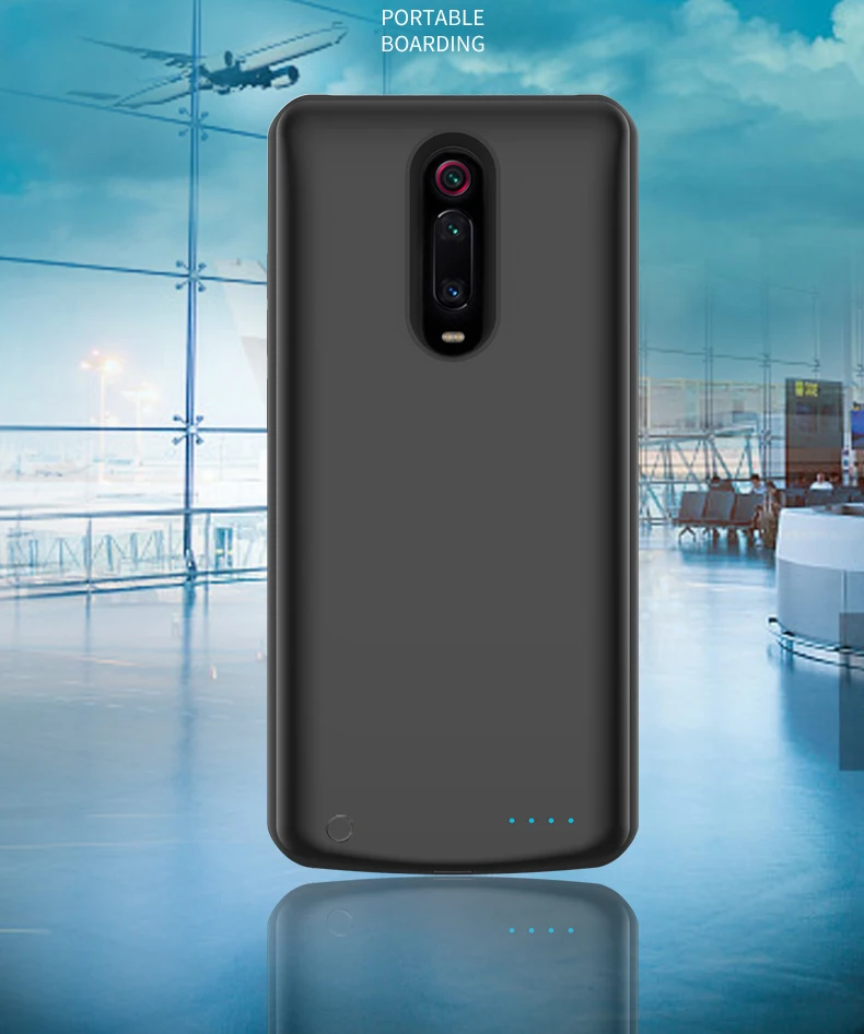 Goedkoop Siliconen shockproof Acculader Case Voor Xiao mi mi 9t backup POWER Bank Case voor Xiao Mi Mi 9t Pro Charger Back Cover Capa
