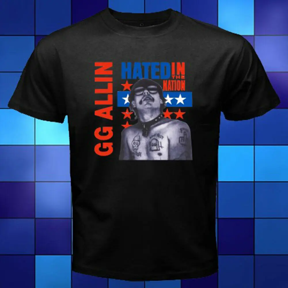 New Gg Allin Hated In The Nation Logo Black T Shirt Size S M L Xl 2Xl 3Xl | Мужская одежда