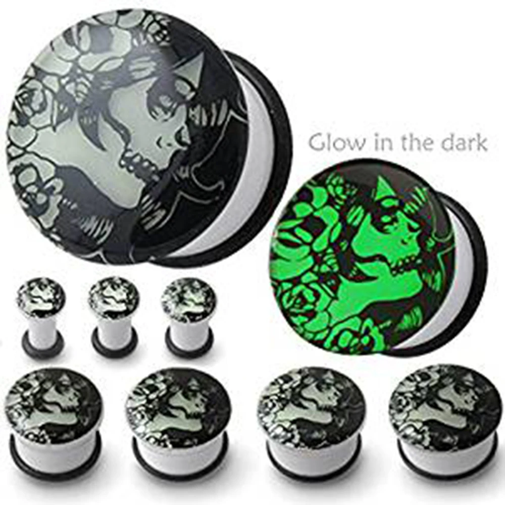 Acrylic Plugs And Tunnels Ear Plugs Flower Hollow Tunnel Plug 8mm-25mm Ear Gauges Expander Stretcher Piercing Jewelry body piercing jewelry body jewelry ear piercing jewelry 1pair