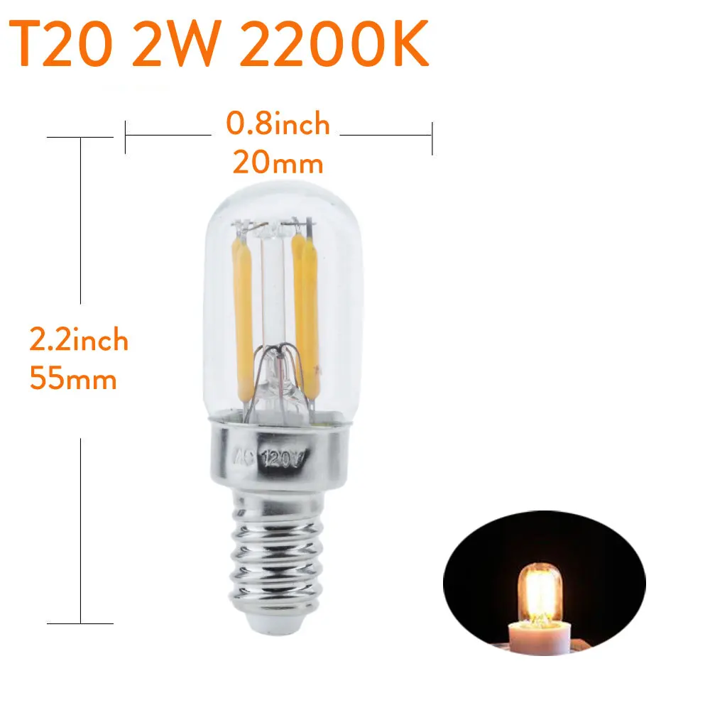 Dimmable T20 C7 E12 110V Светодиодный светильник 0,5 W 1W 2W Светодиодный светильник E14 220V Ретро Мини светодиодный светильник Edison холодильник 240V 130V