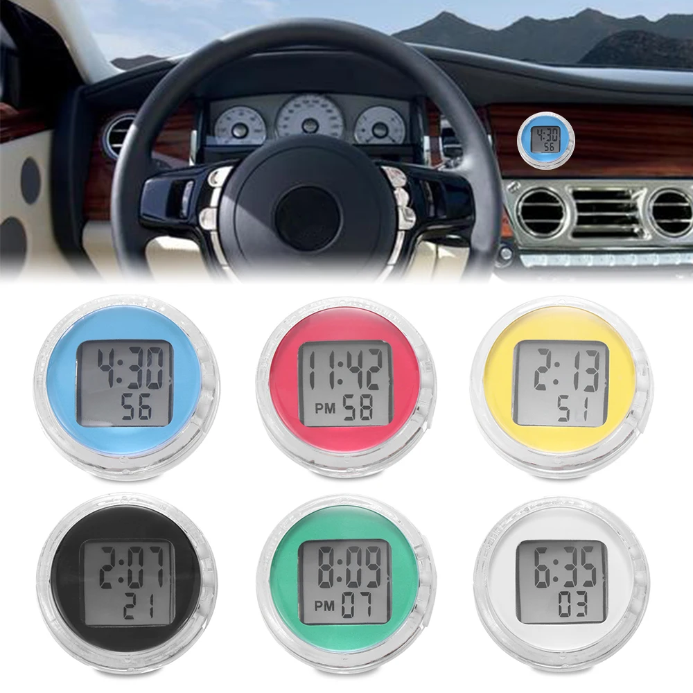 Stick On Car Motorbike Mount Watch Moto Digital Clock Mini Precision