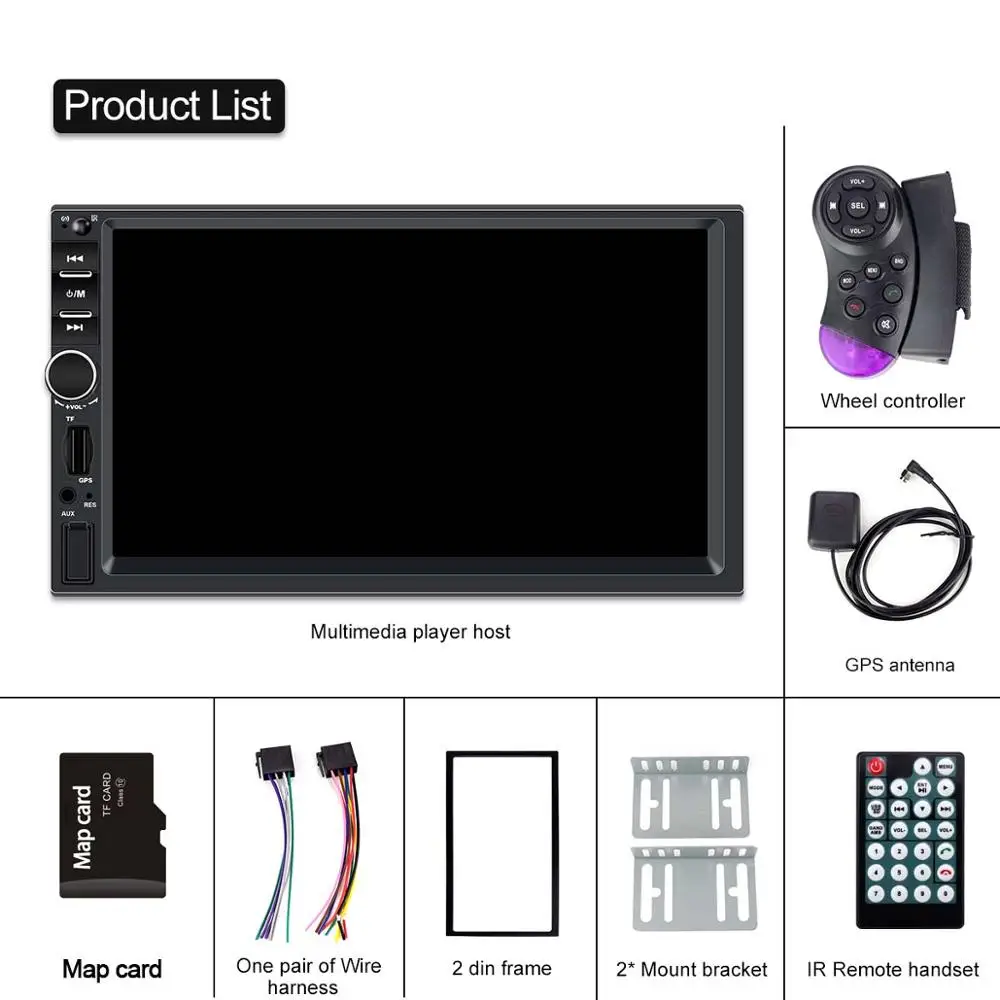 A- No TF card 2 din car radio gps auto radios navigation multimedia player touch screen vehicle GPS navi double din autoradio - Цвет: A- No TF card