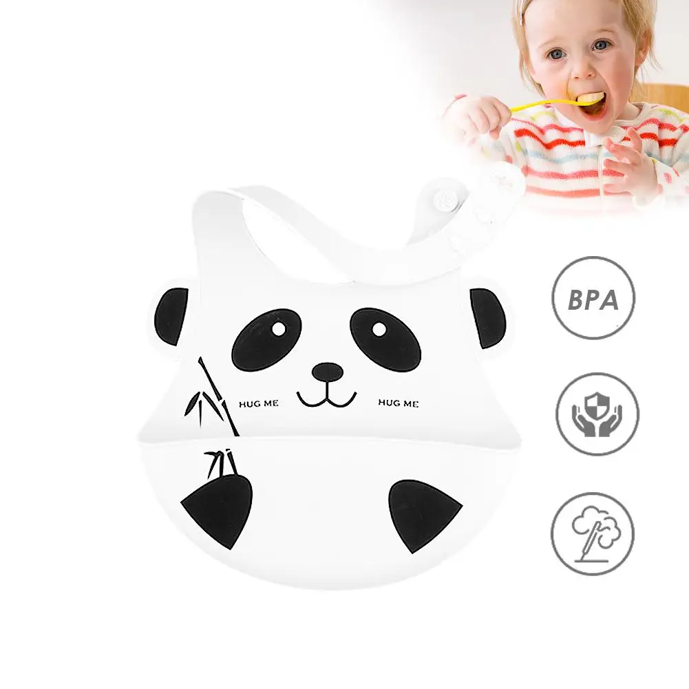 Водонепроницаемый детский карман для еды детский силиконовый слюнявчик детский слюнявчик, полотенце для слюней панда пищевой кармашек для риса одноразовый дизайн Easy Storag