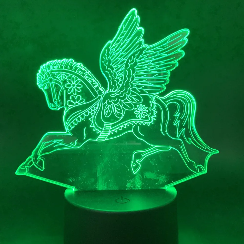 

Led Night Light Pegasus for Children Gift 7/16 Colors Changing sleeping Lamp Touch sensor Nightlight for Live Room Light 3D Lamp