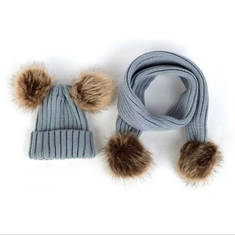 Теплая Зимняя Вязаная Шерстяная Шапка-бини для малышей ясельного возраста, одноцветная шапка с помпоном, милая вязаная шапка