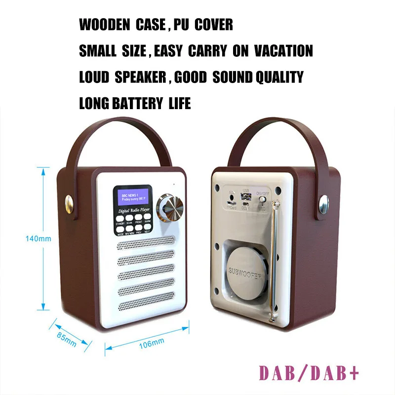 Деревянный цифровой Bluetooth DAB/DAB+ fm-радио MP3-плеер беспроводной стерео динамик радио OUJ99