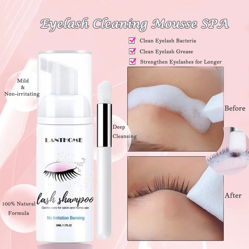 

Pump Press Design Eyelash Cleaning Shampoo Mild Foam Washing Tools Eyelashes Cleansing Mousse Mascara Makeup Removal 50ML