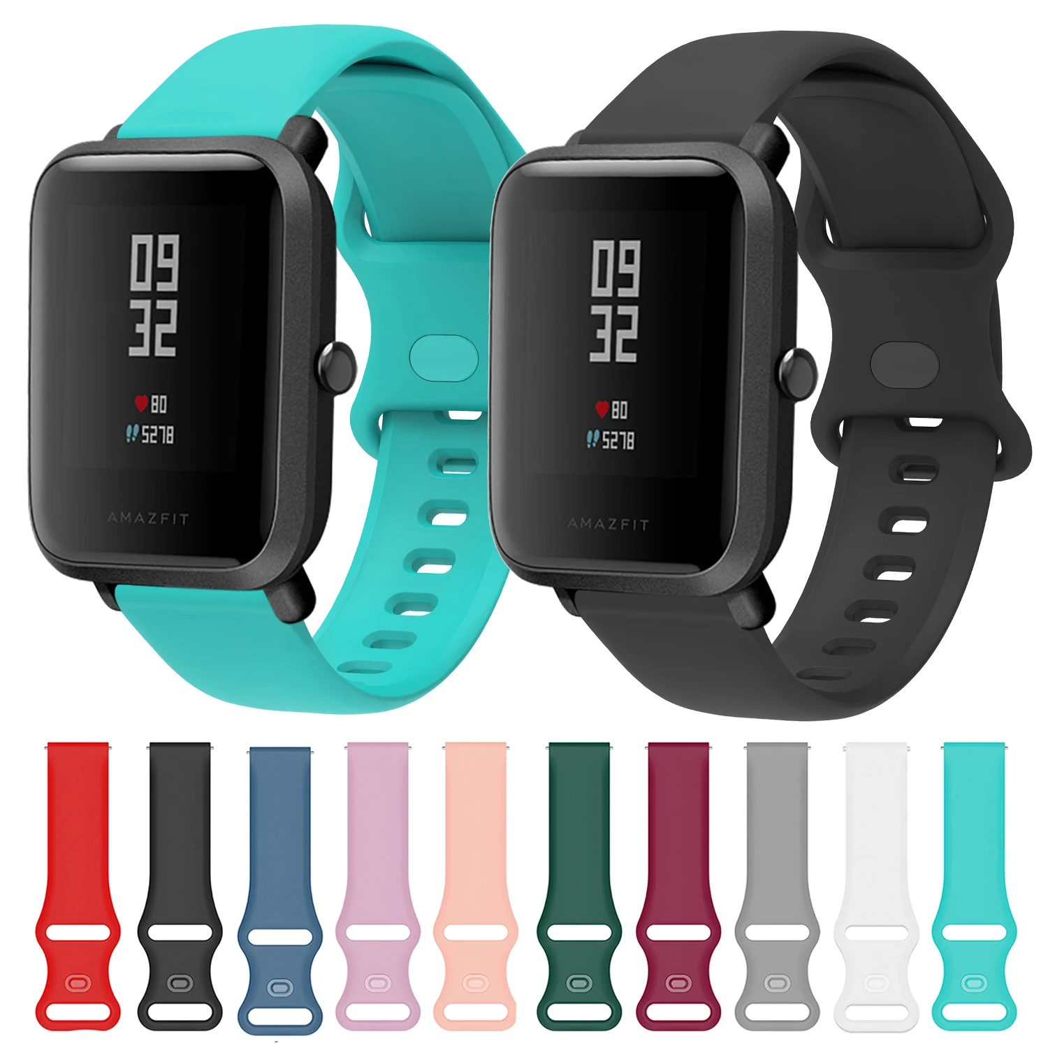 

For Huami Amazfit Bip Strap New 20mm Silicone Sport Replacement Watchband For Amazfit Bip S/Bip U/Bip U Pro Easy Fit Bracelet