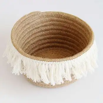 

Medium Jute Storage Basket Woven Finishing Basket Cotton Thread Miscellaneous Logistics Su Storage Basket Supplies