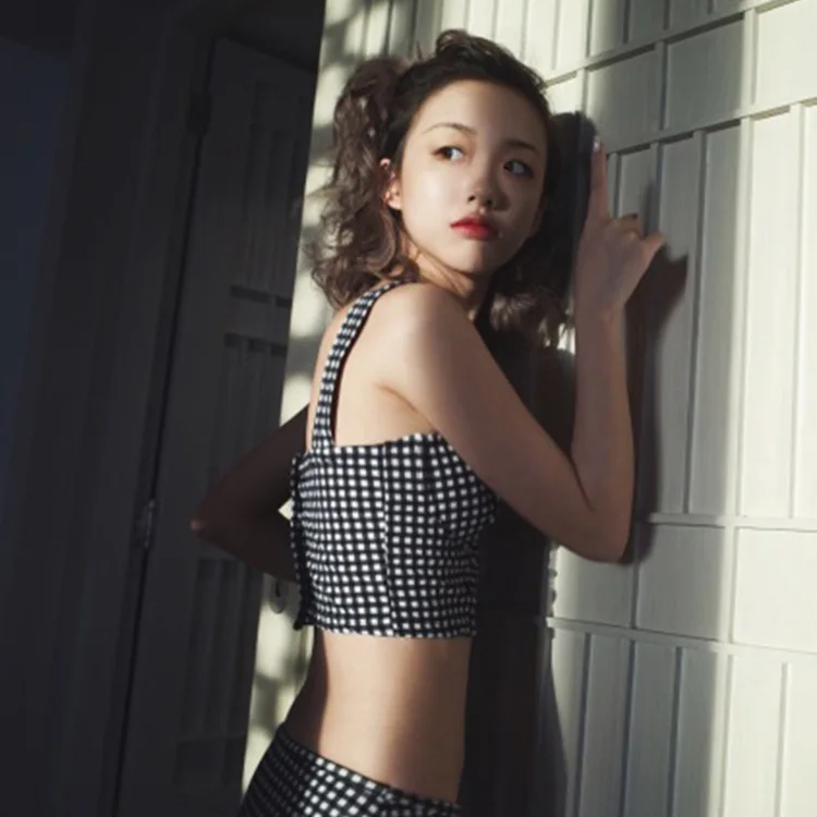 

V New Style Women's Casual Mesh Decorative Pattern Split Type Plus-sized Version Bathing Suit Swimwear Holiday Bathing Suit Swim