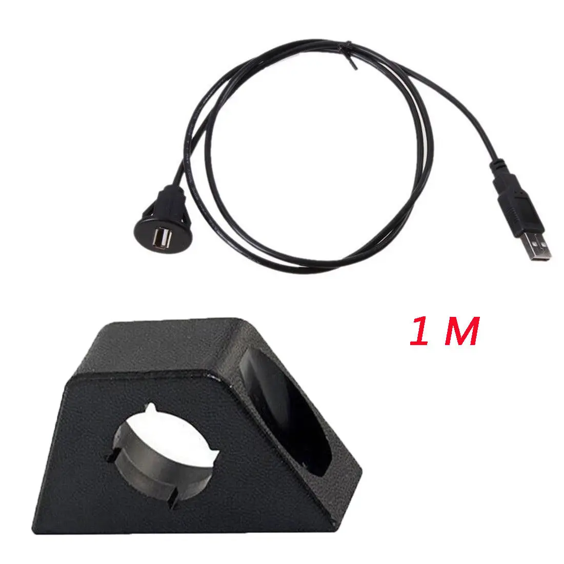 Male to Female Extension Socket Cable Black Car Panel 1m Flush Mount USB 2 0 Board 1