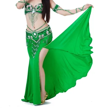 

Professional Belly Dance Costume Skirt With Slit Skirt 7 Colors High Quality 2018 New Vcqy