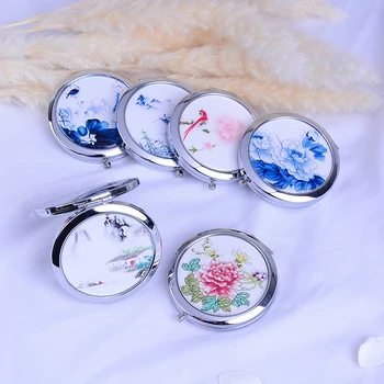 

Chinese Round Mini Folding Mirror Girls Mini Cute Mirror Double Side Folded Black Mirror Portable Pocker Mirror For Travel