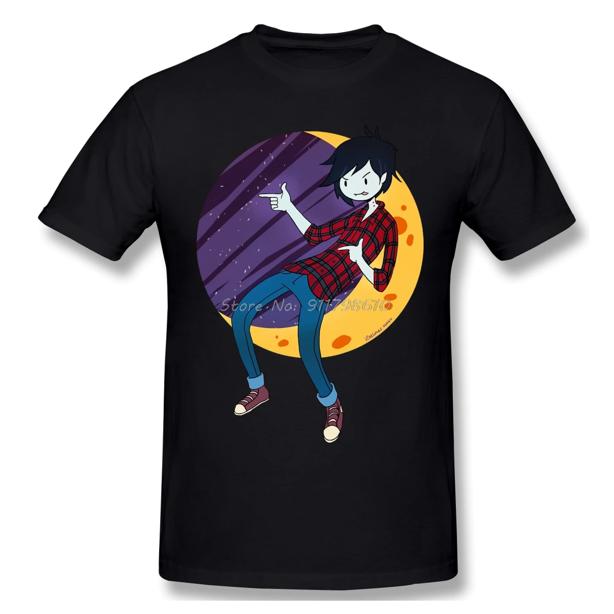 Marshall Lee T-Shirt Funny Tshirt O-Neck Cotton Clothes Humor T Shirt Anime Men Tee Streetwear Harajuku