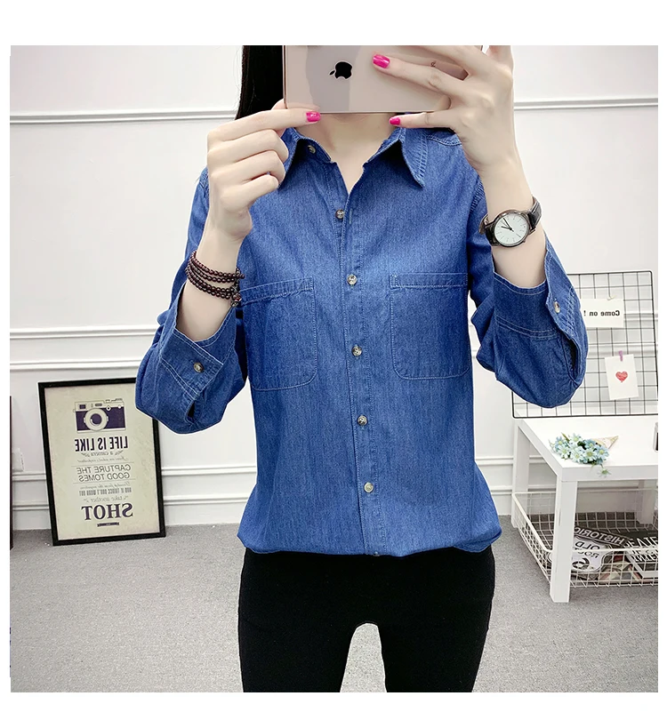 womens denim shirt no pockets