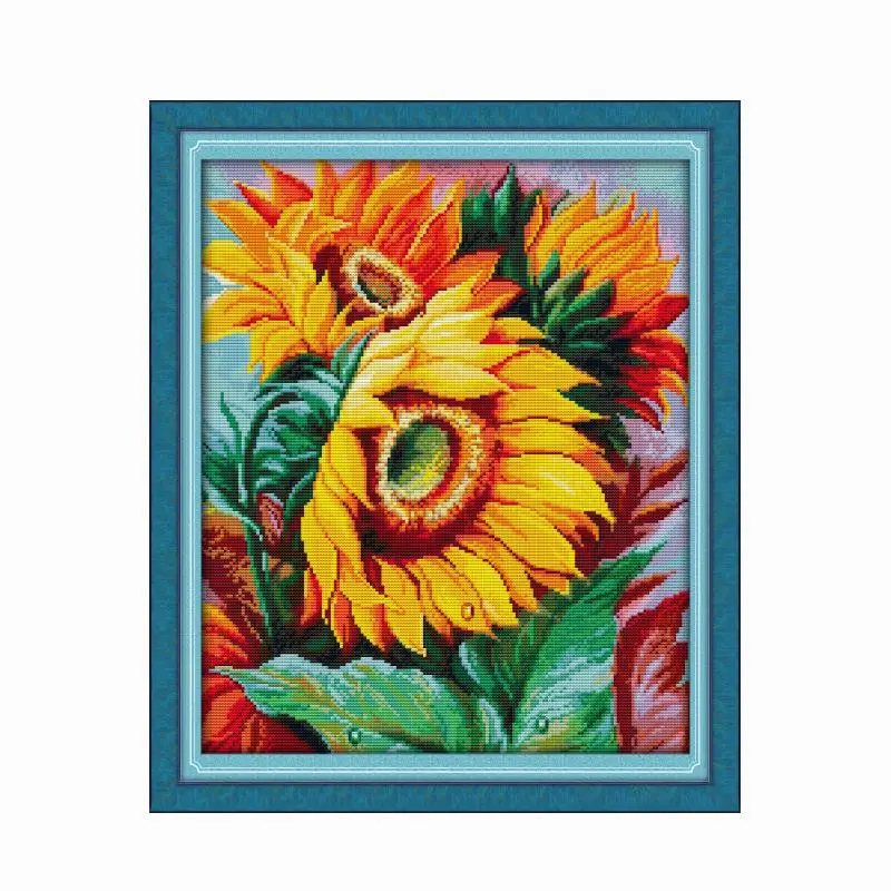 

Sunflower Counted Cross Stitch Kits Art Patterns Aida 11CT 14CT Printed Stamped Fabric Embroidery Needlework Set Home Decor