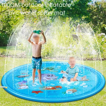 

1PC Swimming Pool Kids Inflatable Round Water Splash Play Pools Playing Sprinkler Mat Yard Outdoor Fun Multicolour PVC