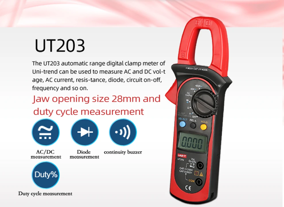 AC резистор постоянного тока тестер диода uni-t UT203 цифровой клещи UT203 новые диагностические инструменты