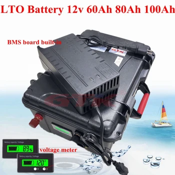 

Waterproof LTO 12V 60Ah 70Ah 80Ah 100Ah Lithium titanate battery 12V with BMS 100A for trolling motor RV inverter +10A Charger