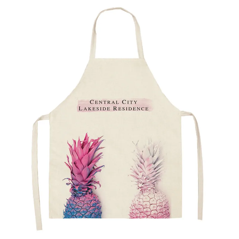 

Pineapple Aprons Cotton Linen Women Adult Kids Sleeveless Apron Easy Cleaning Home Kitchen Cooking Pinafore