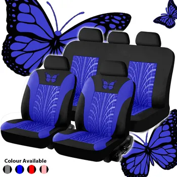 

VODOOL Butterfly Car Seat Covers Set Universal Tire Track Detail Pattern Auto Seat Protector Cover Interior Styling Accessories