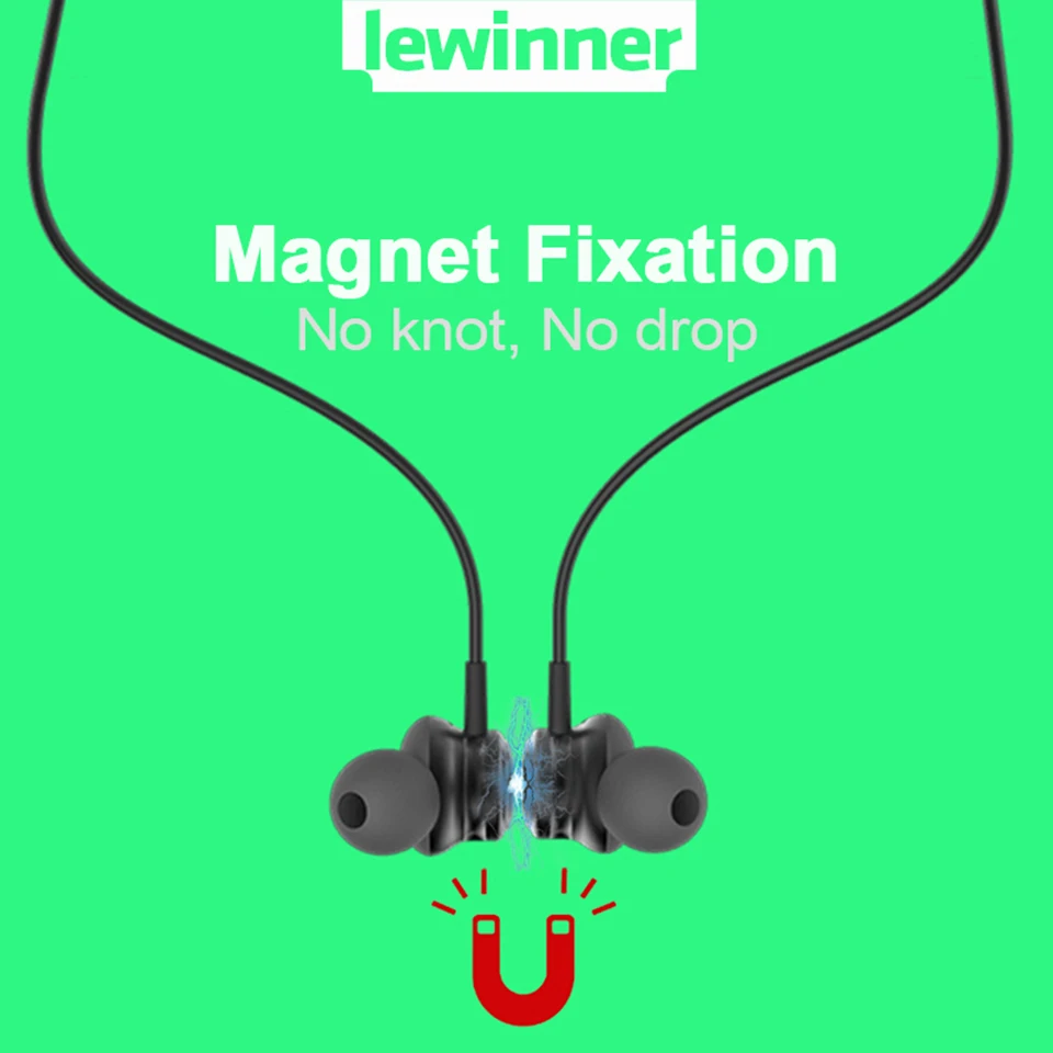 Lewinner J16 Bluetooth наушники Встроенный микрофон Беспроводной легкий шейным спортивные