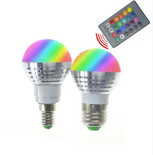 Светодиодная RGB лампа E27 E14 GU10 MR16 с пультом ДУ|led lamp e27 15w|led gu10led work |