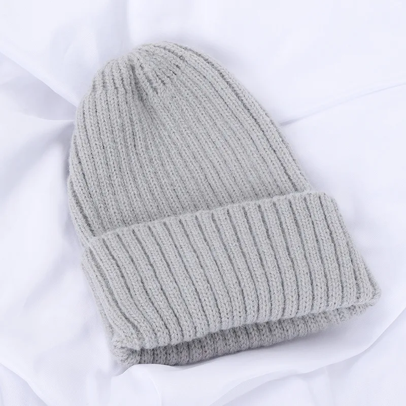 light grey Простые женские шерстяные Повседневные шапки в Корейском стиле элегантные универсальные бини женские Новые однотонные вязаные теплые мягкие модные шапки - Цвет: light grey