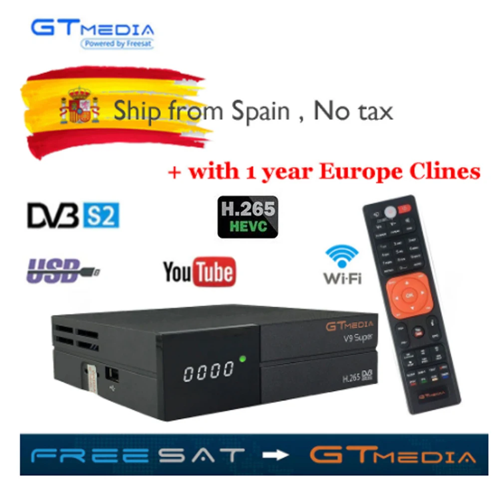 Супер Спутниковый ресивер GTmedia V9 Freesat V9 супер обновленный GTmedia V8 Nova V8 Super с CCcam Cline для 1 года Европы