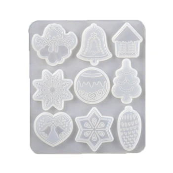 

2020 New Christmas Tree Snowflake Elk Pendant Mold Keychain Christmas Ornament Resin Mold