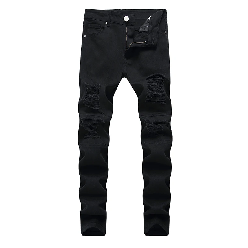 Vaqueros deshilachados para hombre, pantalones vaqueros a la moda, ajustados y pequeños, microelásticos, para las cuatro estaciones