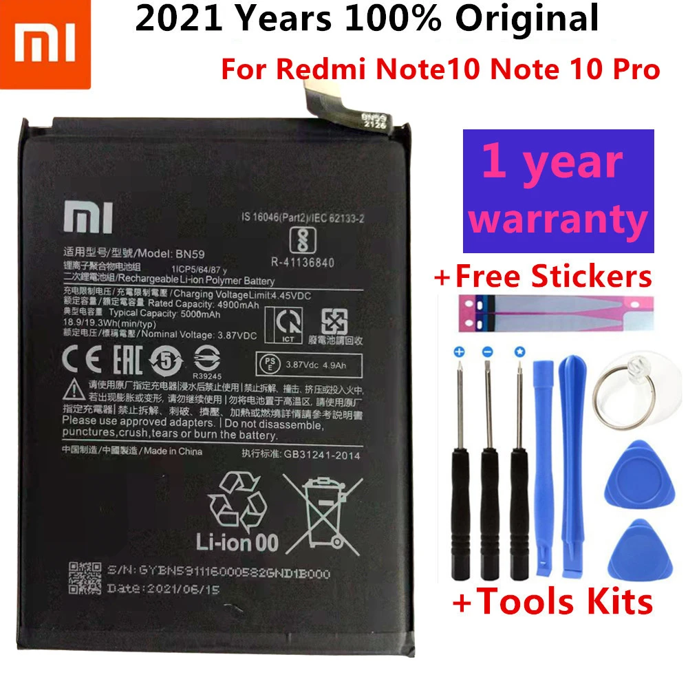 nokia mobile battery 2021New High Quality BN59 4900mAh Battery For Redmi Note10 Note 10 Pro 10S Note 10pro Global+Free Tools phone battery charger