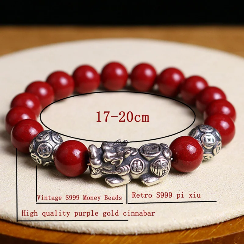 S999 Retro Pixiu Feng Shui Gift High content purple gold sand  Bracelet for man and women Handmade good Lucky Amulet Jewellery