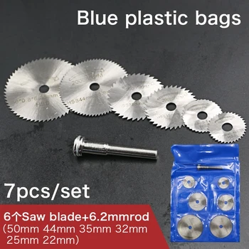 

6 Saw Blade +1pc Pole Hss High-speed-steel Circular Rotary Blade Wheel Discs Mandrel For Tools Wood Cutting Saw