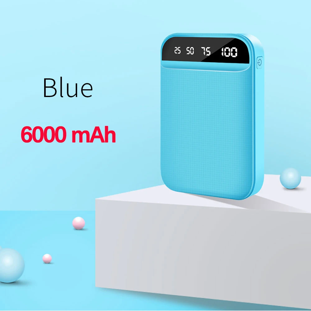 FLOVEME mi ni power Bank Внешний аккумулятор светодиодный дисплей 10000 мАч для Xiaomi mi power Bank 2 USB 6000 мАч портативное зарядное устройство повербанк - Цвет: 6000mAh Blue