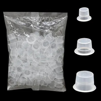 

100pc S/M/L Plastic Disposable Tattoo Ink Cups Permanent Makeup Pigment Clear Holder Container Cap Tattoo Accessory