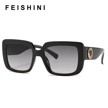 

Feishini Star Personality Square Sunglasses Women UV Protection Big Frames Ladies Eyewear Champagne Fashion Glassees Vintage