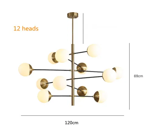Постмодерн Лофт квартира молекулярный подвесной светильник Искусство креативный металлический стеклянный шар вилла гостиничный зал подвесные светильники - Цвет корпуса: 12 heads