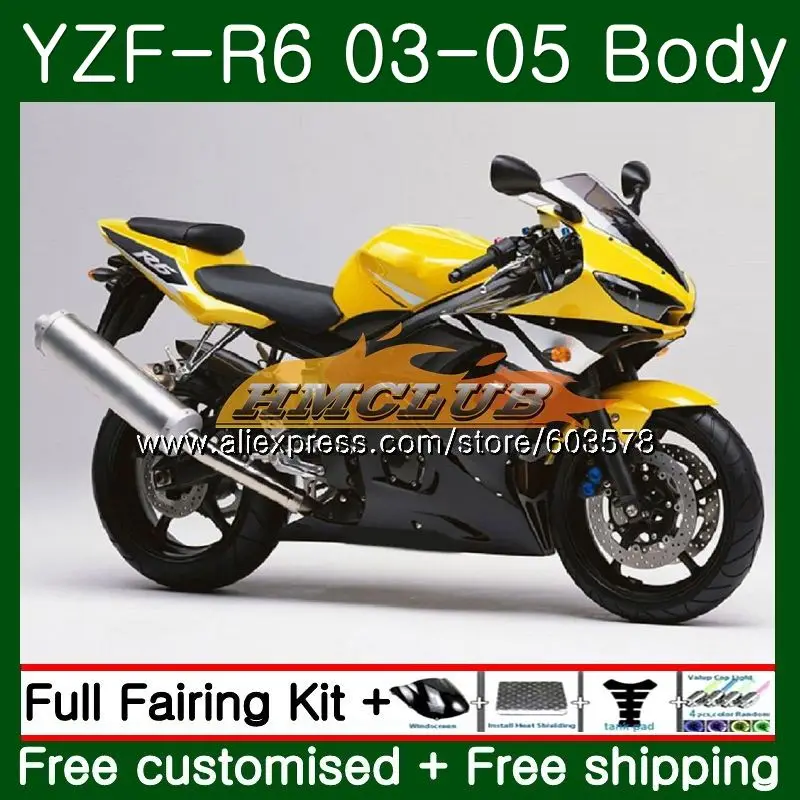 Корпус для YAMAHA YZF600 YZF R6 YZF-R6 2003 2004 2005 Кузов 54CL. 8 желтый черный YZF 600 R 6 YZF-600 YZFR6 03 04 05 обтекатели - Цвет: No. 1