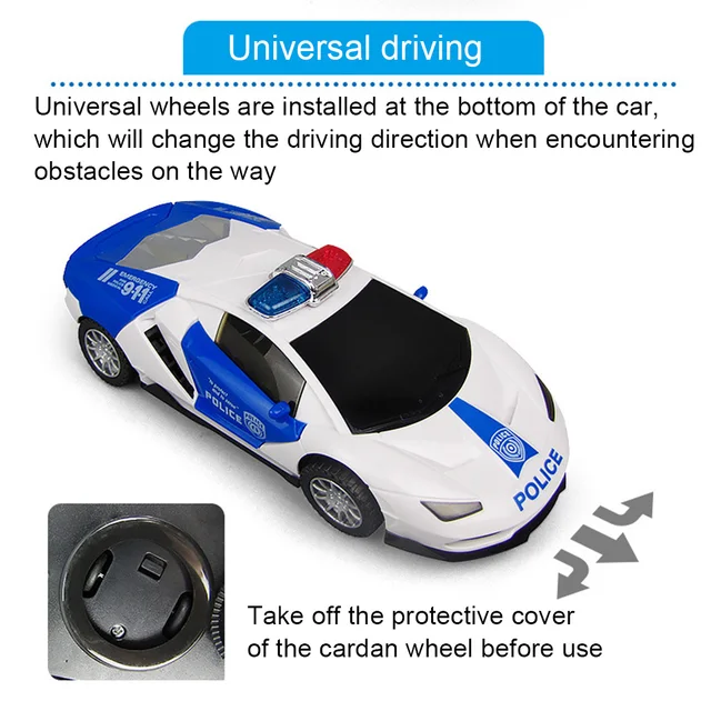 Electric 360 Rotation Police Car Vehicle with LED Music Kids Educational Toys for Children Gift Interesting Birthday Present 4
