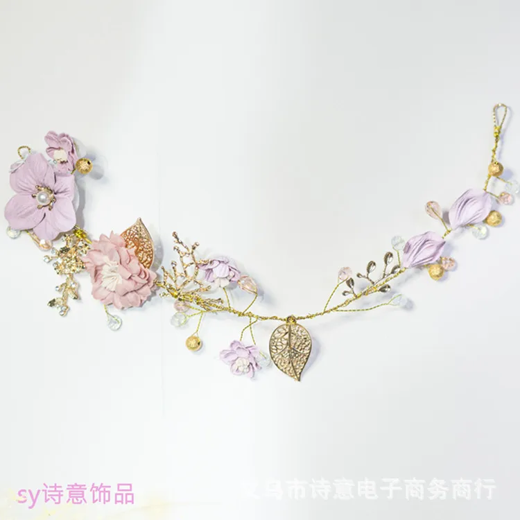 

Bride Accessories Hair Band Handmade Flower Alloy Leaf Wedding Wedding Headdress Formal Dress Accessories