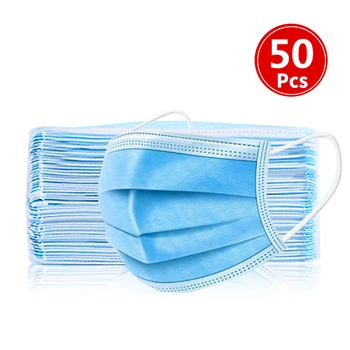 

50 pcs Disposable Mask 3-Ply Protective mask filter dust mask Non-woven Elastic mouth masker Soft Breathable Hygiene Face Masks
