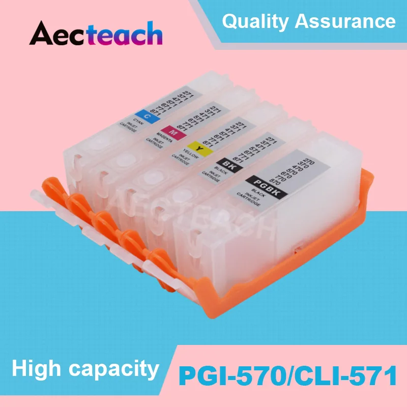 Aecteach 5 цветов пустой чернильный картридж для Canon PGI 570 CLI 571 для Canon PIXMA MG5750 MG5751 MG5752-Silver MG6850 принтер