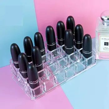 

New Lipstick Holder Makeup Organizer Clear Acrylic Cosmetic Makeup Tools Storage Box Case