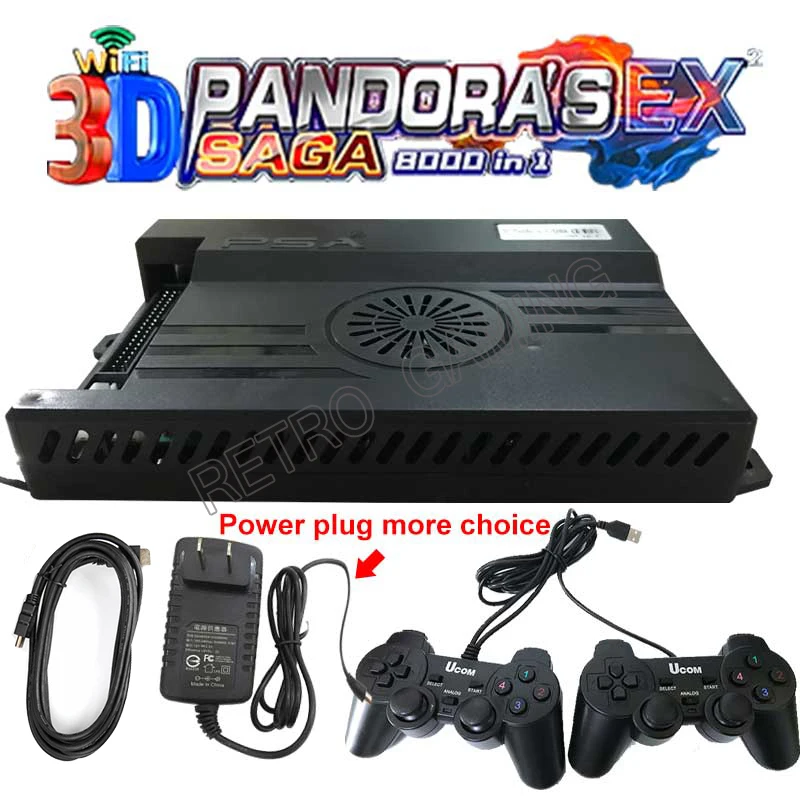 3D Pandora Saga EX Box 8000 In 1 arcade Game Board Built-in 64G Wifi Download More Arcade H D M I PCB VGA Video Converter gbs 8200 hdmi arcade game rgb cga ega yuv to dual vga hd video conversion converter board