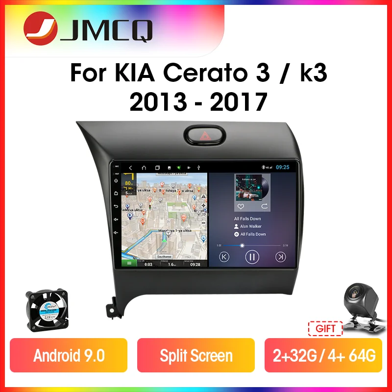 JMCQ T9 For KIA K3 CERATO FORTE 2013-2017 3 YD Tuner Car Radio Multimidia Video Player 2 din RDS DSP GPS Navigaion Split Screen