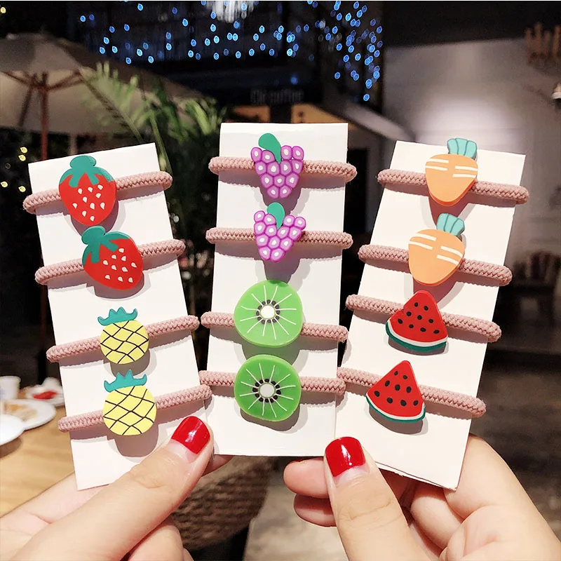 10PCS/Set New Girls Cute Fruits Elastic Hair Bands Children Ponytail Holder Sweet Rubber Bands Headband Kids Hair Accessories