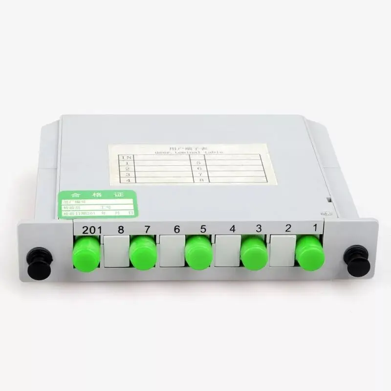 

FC /APC Fiber Optic Splitter 1x4 Optical PLC Splitter Cassette Box Card Inserting Type Optical FTTH PLC Splitter